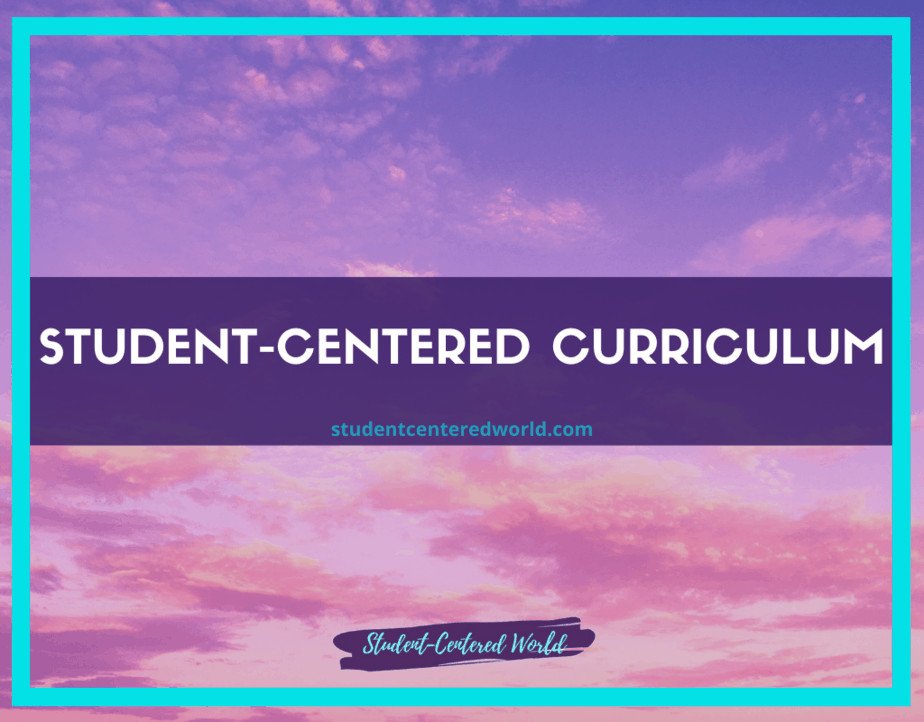 Set against a vibrant sunset sky with pink and purple hues, bold text announces the Student-Centered Curriculum. Beneath this striking scene, the website studentcenteredworld.com invites visitors to explore more.