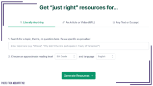 Diffit for Teachers: Differentiation with an AI Tool