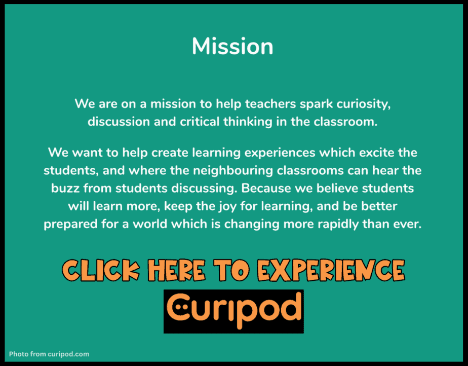 Curipod mission statement; click here to experience curipod