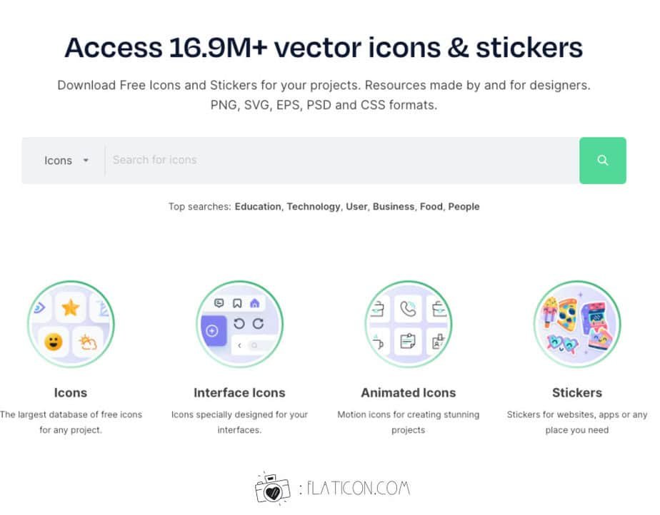 Clip from flaticon homepage