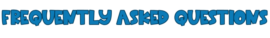 Blue bubble letters spell out “FREQUENTLY ASKED QUESTIONS” on a white background.