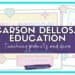 A graphic with the text Carson Dellosa Education: Teaching products and decor over a blurred background of colorful classroom materials. A Get Inspired button and the phrase Student-Centered World are also visible.